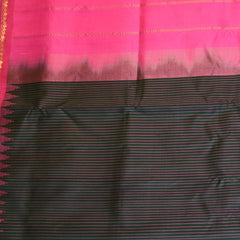 Half Pink & Half Black Pure Gadwal Silk Saree – A Dual-Toned Wonder