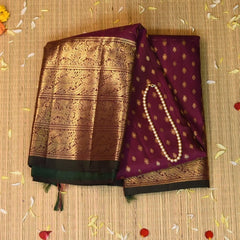 Kanchivaram Grape Wine Saree Jari Boarder with Blouse