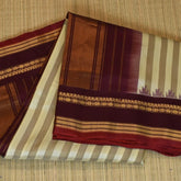 Khaki and Cream Pure Gadwal Silk Saree with Understated Charm