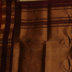 Khaki and Cream Pure Gadwal Silk Saree with Understated Charm