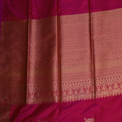 Benarasi pure silk orange pink saree with jari boarder