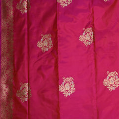 Benarasi pure silk orange pink saree with jari boarder