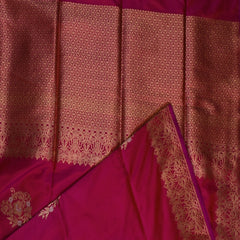 Benarasi pure silk orange pink saree with jari boarder
