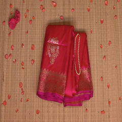 Benarasi pure silk orange pink saree with jari boarder