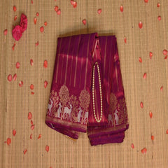 Benarasi pure silk violet and pink saree with jari boarder