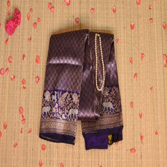 Benarasi pure silk violet saree with jari work