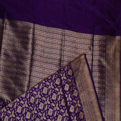 Benarasi pure silk violet saree with jari work