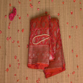 Benarasi pure silk orange & deep pink saree with jari work