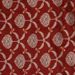 Benarasi pure silk brick red saree with jari work