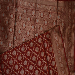 Benarasi pure silk brick red saree with jari work