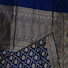 Benarasi pure silk navy blue saree with jari work