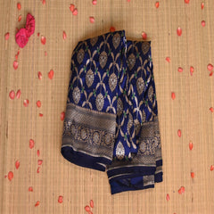 Benarasi pure silk navy blue saree with jari work