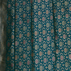 Benarasi pure silk dark turquoise blue saree with jari work