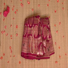 Benarasi pure silk deep pink saree with full jari work