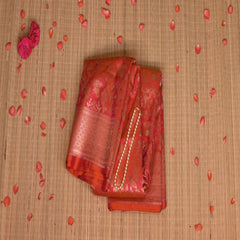Benarasi pure silk pink & orange saree with jari work