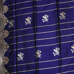 Benarasi pure silk dark blue saree with jari work