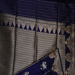 Benarasi pure silk dark blue saree with jari work