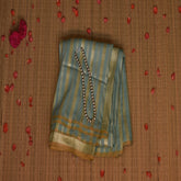 Benarasi monga silk aquamarine saree with gold jari boarder