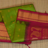 Olive Green Pure Gadwal Silk Saree with Timeless Appeal