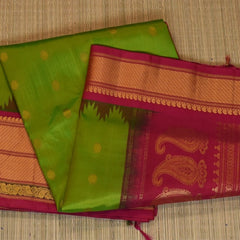 Olive Green Pure Gadwal Silk Saree with Timeless Appeal