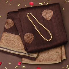 Tussar Silk Mahogany Wine Saree with Blouse