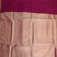 Benarasi monga silk deep pink saree with gold jari stripes