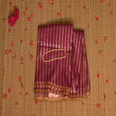 Benarasi monga silk deep pink saree with gold jari stripes