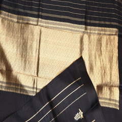 Benarasi kathan silk black saree with jari work