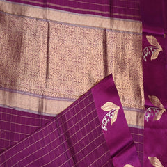 Benarasi kathan silk violet red saree with motif boarder