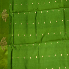 Benarasi kathan silk lime green saree with motif boarder