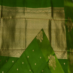 Benarasi kathan silk lime green saree with motif boarder