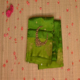 Benarasi kathan silk lime green saree with motif boarder