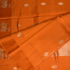 kathan Silk Benaras Orange saree with Jari Boarder