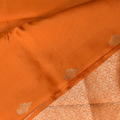 kathan Silk Benaras Orange saree with Jari Boarder