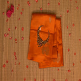 Benarasi kathan silk orange saree with motif boarder
