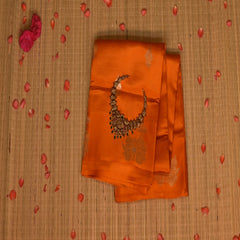 Benarasi kathan silk orange saree with motif boarder