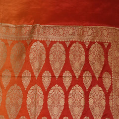 Benarasi crepe silk red & orange mix saree with jari boarder
