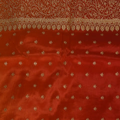 Benarasi crepe silk red & orange mix saree with jari boarder
