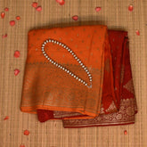 Benarasi crepe silk red & orange mix saree with jari boarder