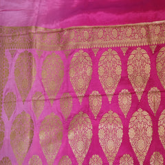 Benarasi Crepe silk saree pink saree with jari boarder