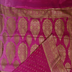 Benarasi Crepe silk saree pink saree with jari boarder