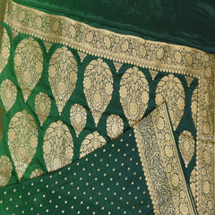 Benarasi crepe silk green saree with jari boarder