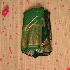 Benarasi crepe silk green saree with jari boarder