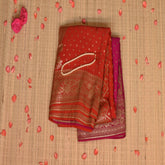 Benarasi crepe silk pink & red mix saree with jari boader