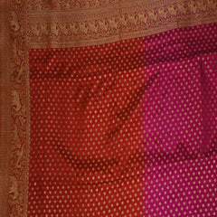 Benarasi crepe silk pink and red mix saree with jari boarder