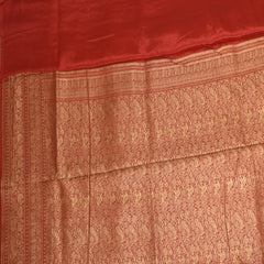 Benarasi crepe silk ink blue saree with brick red jari boarder