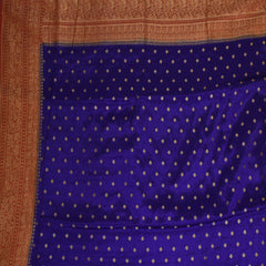 Benarasi crepe silk ink blue saree with brick red jari boarder