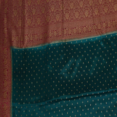 Benarasi crepe silk rama green saree with pink jari boarder