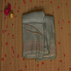 Benarasi linen silk pistachio green saree with jari boarder