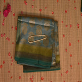 Benarasi rangkart chanderi silk aquamarine saree with jari boarder
